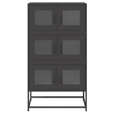 Black high sideboard 68x39x123 cm steel