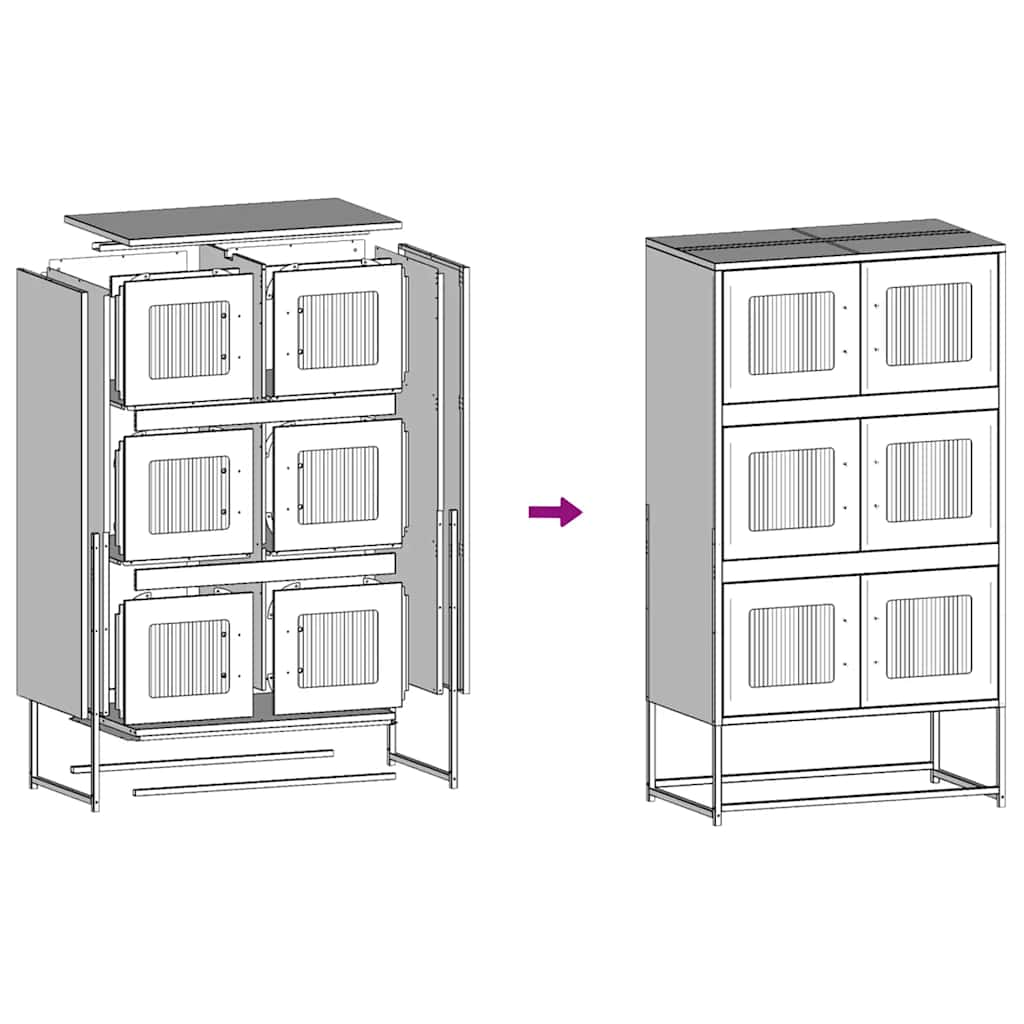 Buffet haut rose 68x39x123 cm acier