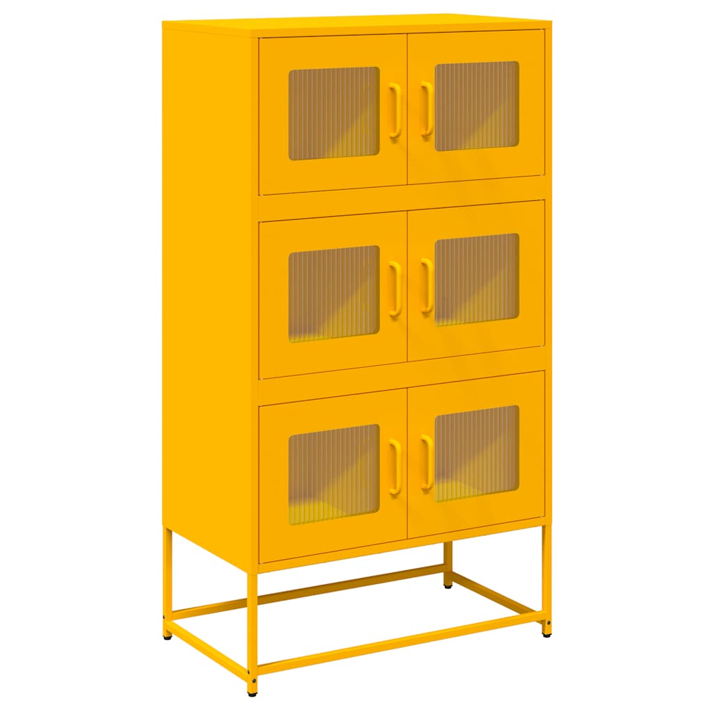 Mustard yellow high sideboard 68x39x123 cm steel