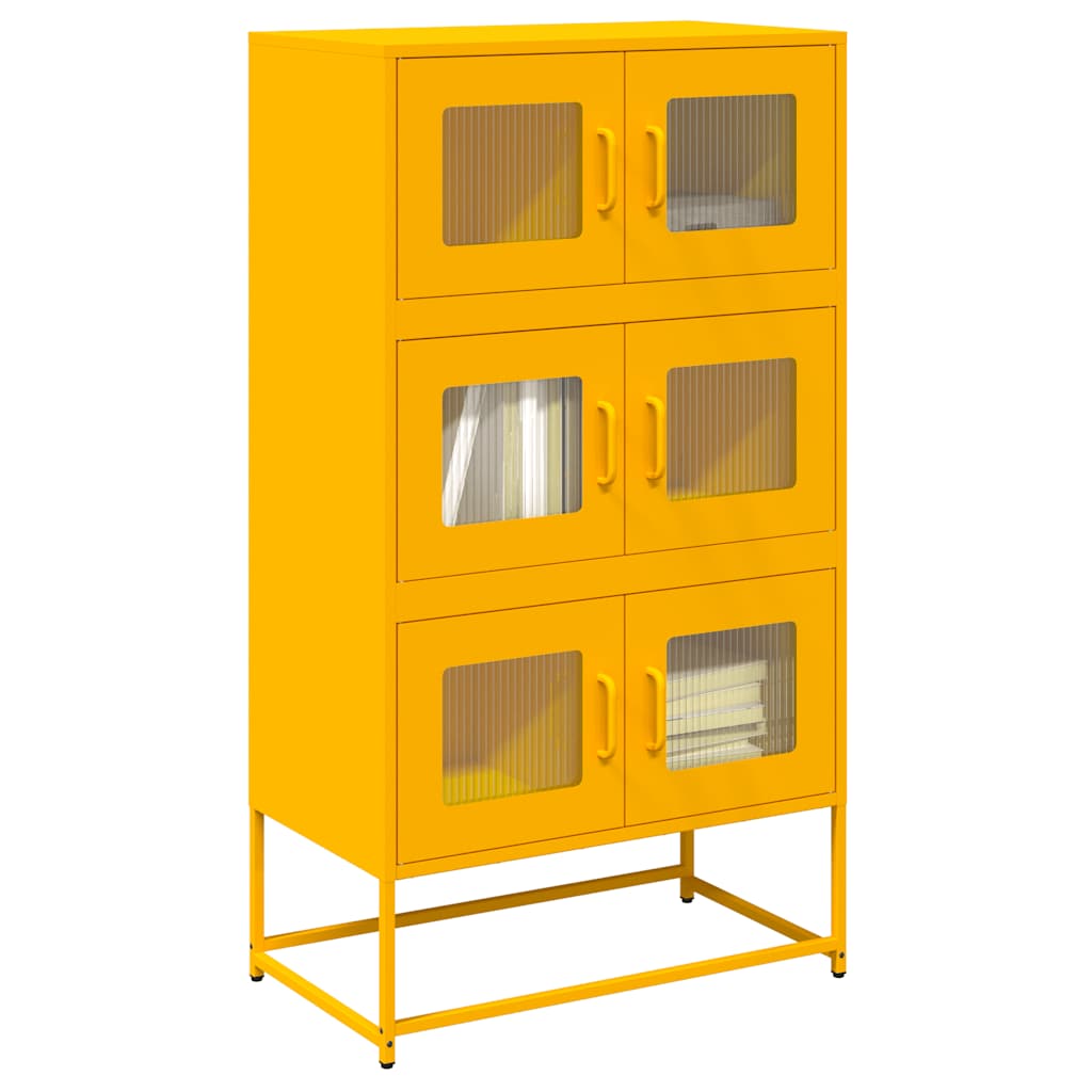 Mustard yellow high sideboard 68x39x123 cm steel