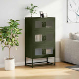 Buffet haut vert olive 68x39x123 cm acier