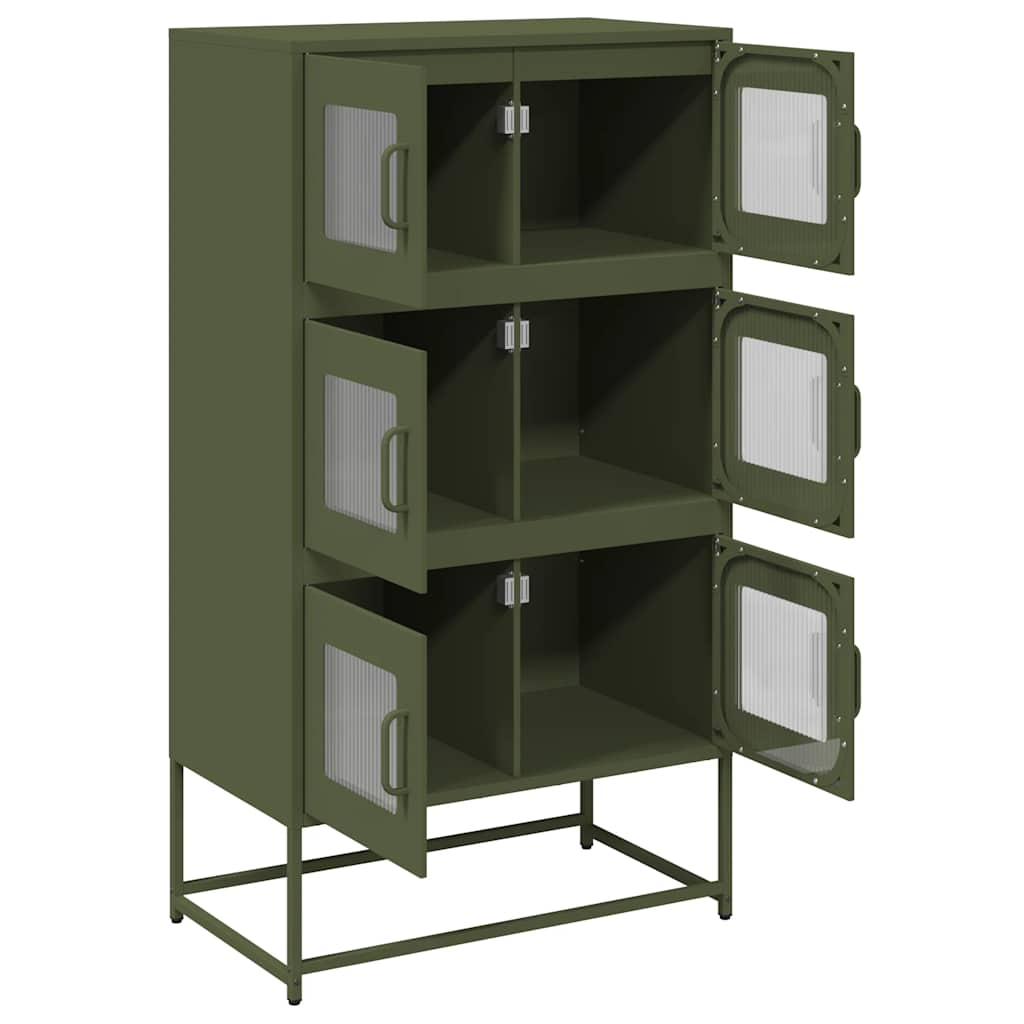 Buffet haut vert olive 68x39x123 cm acier