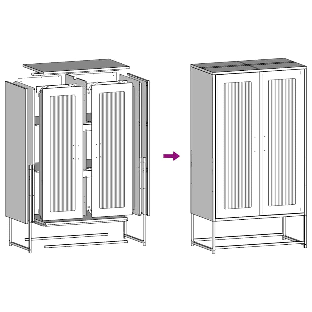 Buffet haut rose 68x39x123 cm acier