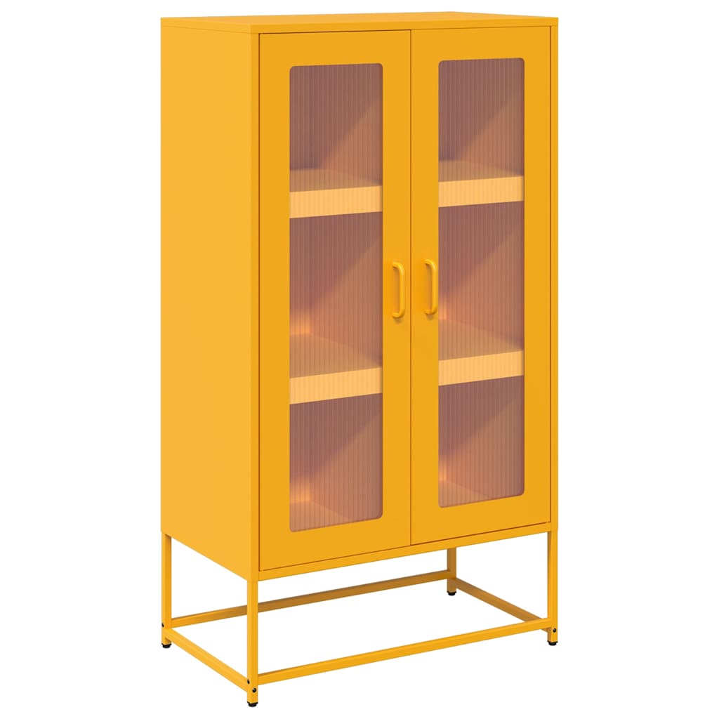 Mustard yellow high sideboard 68x39x123 cm steel