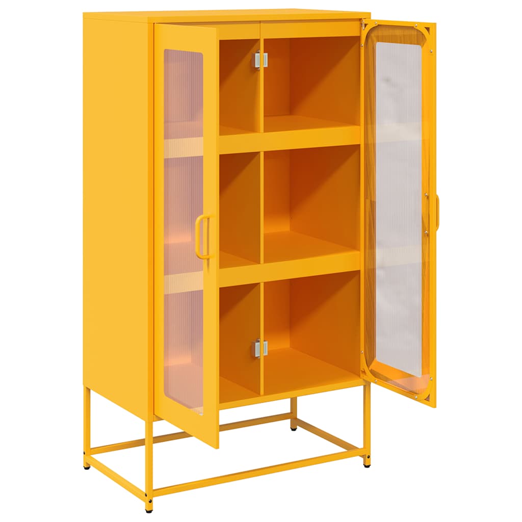 Mustard yellow high sideboard 68x39x123 cm steel