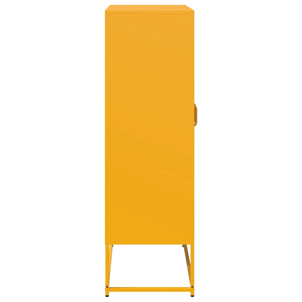 Mustard yellow high sideboard 68x39x123 cm steel