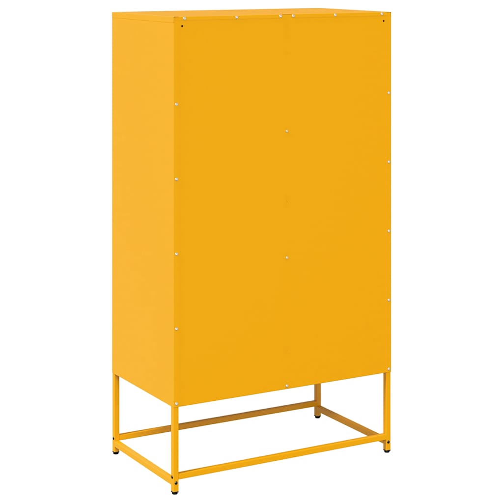 Mustard yellow high sideboard 68x39x123 cm steel