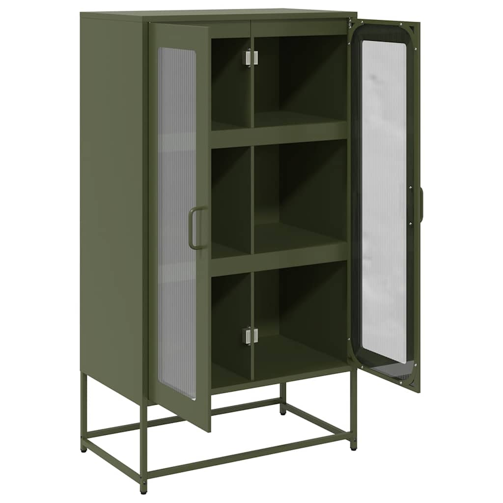 Buffet haut vert olive 68x39x123 cm acier