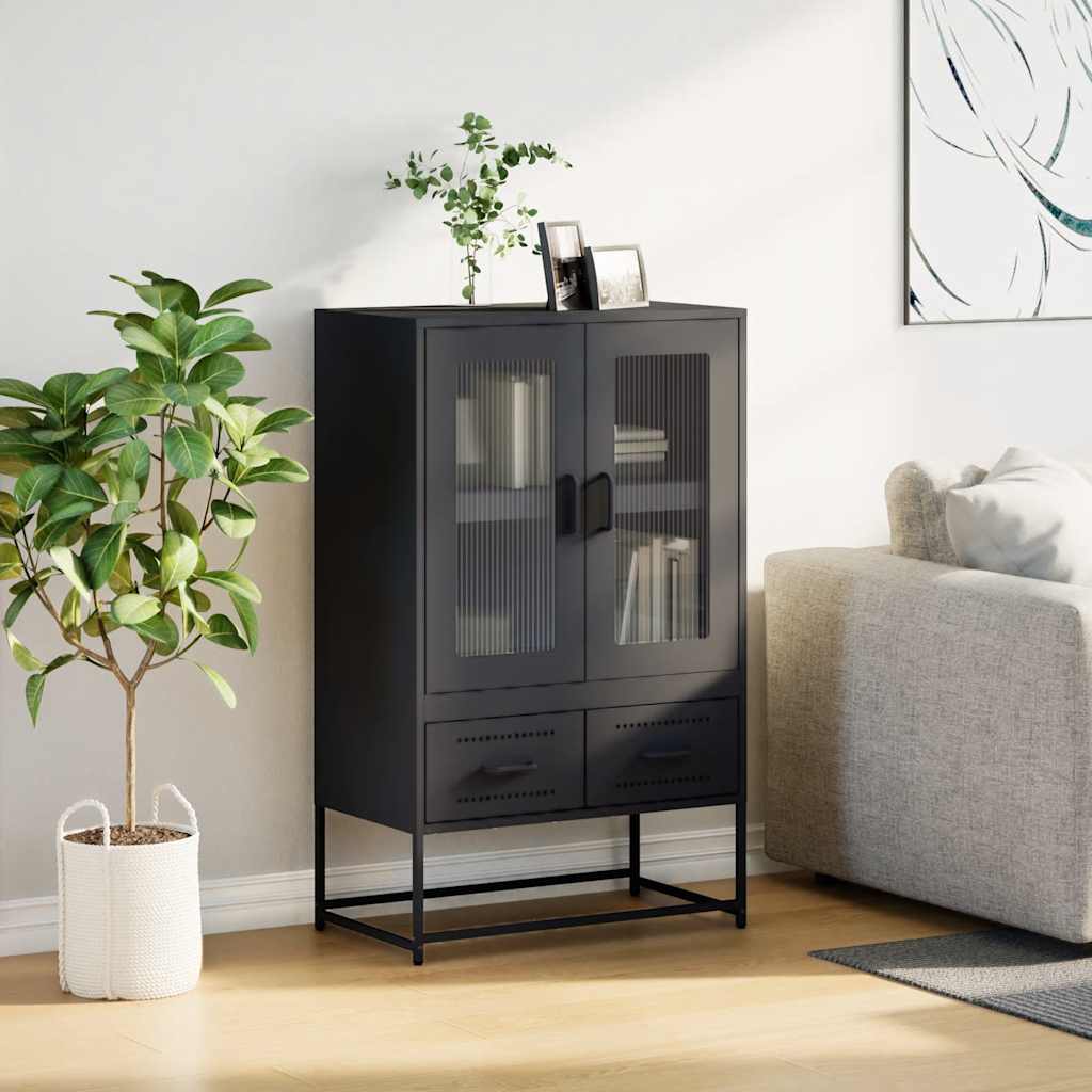 Black high sideboard 68x39x111.5 cm steel