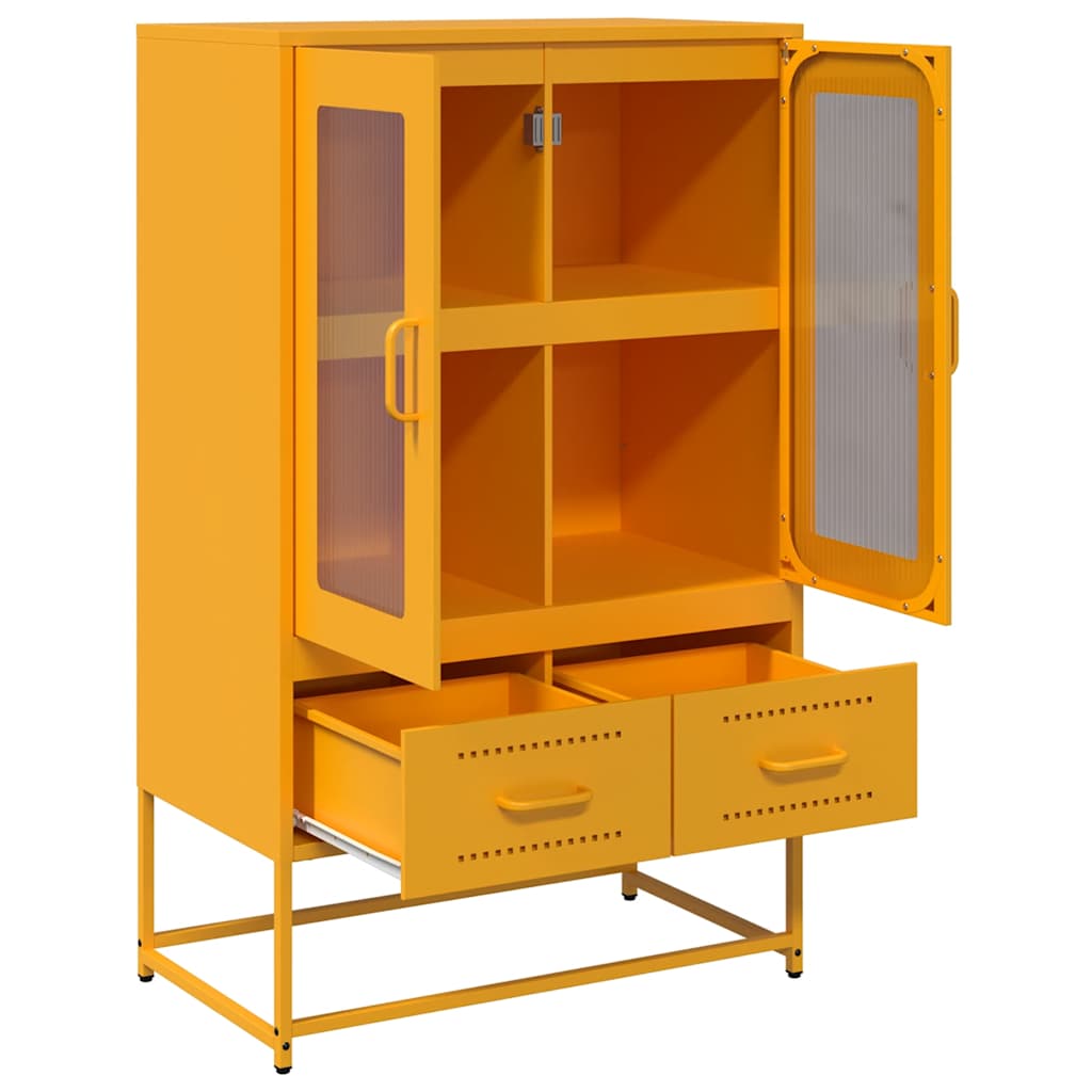 Mustard yellow high sideboard 68x39x111.5 cm steel