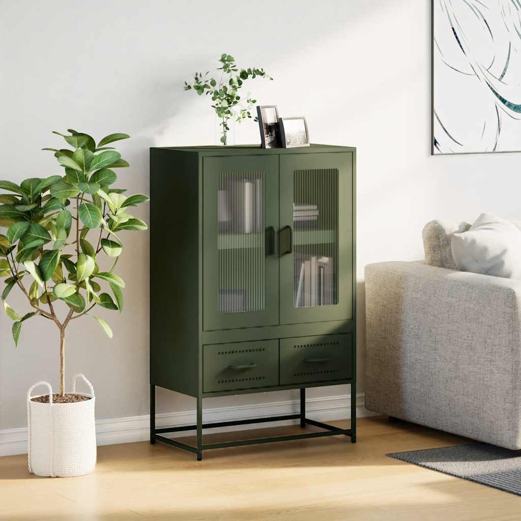 Buffet haut vert olive 68x39 x111,5 cm acier