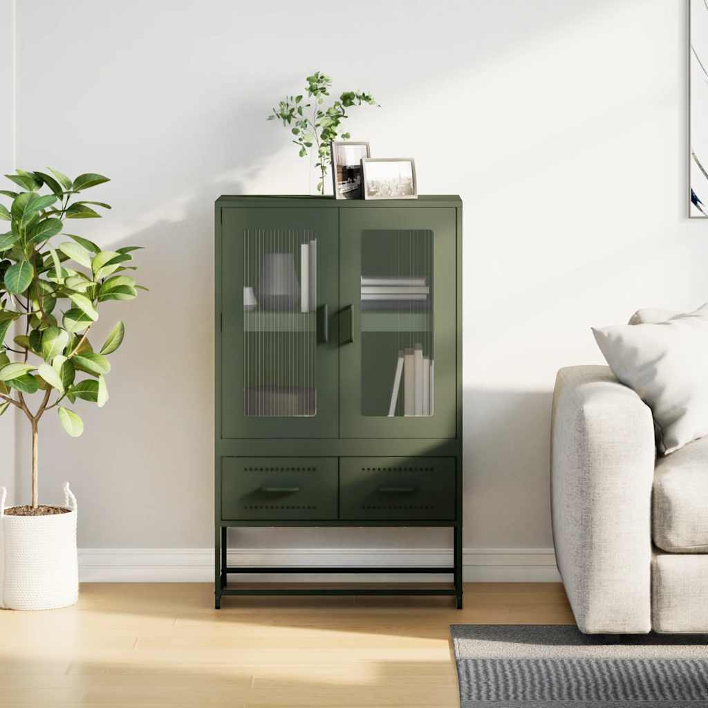 Buffet haut vert olive 68x39 x111,5 cm acier