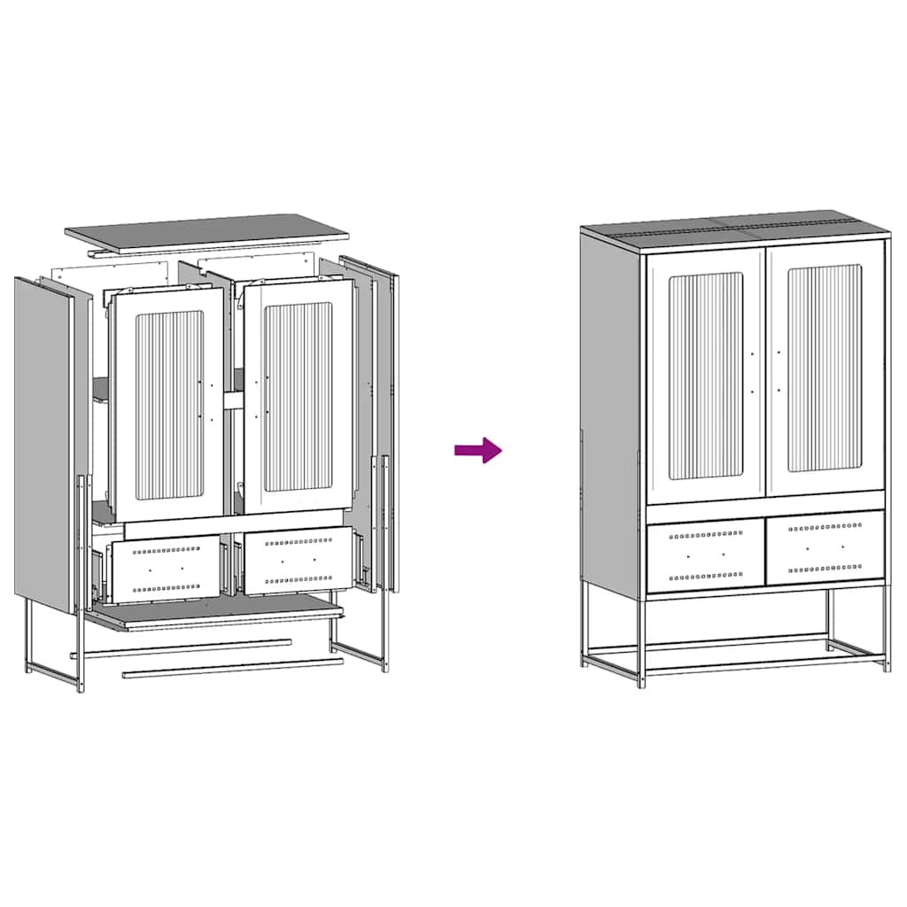 White high sideboard 68x39x111.5 cm steel