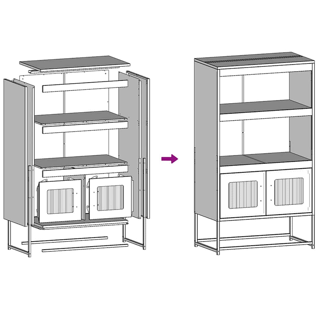 Buffet haut rose 68x39x123 cm acier