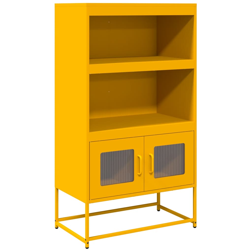 Mustard yellow high sideboard 68x39x123 cm steel