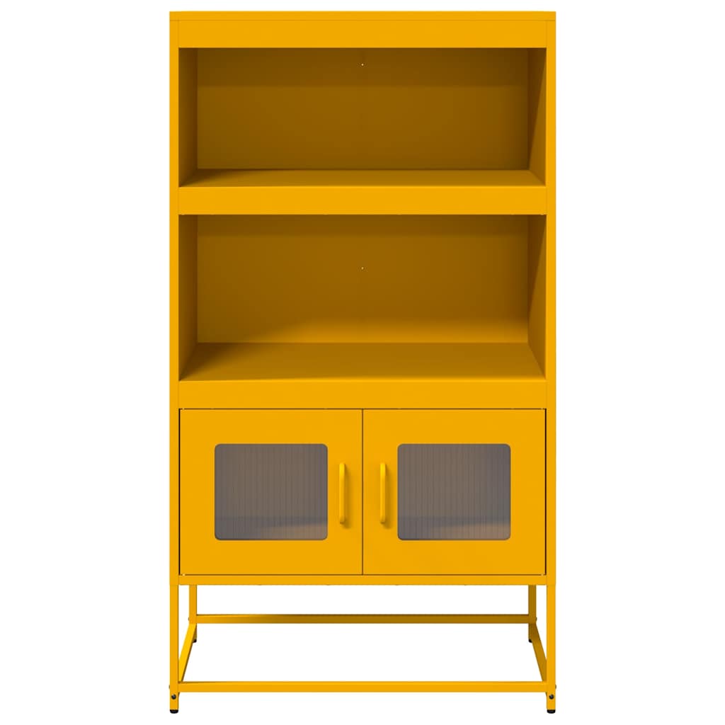 Mustard yellow high sideboard 68x39x123 cm steel