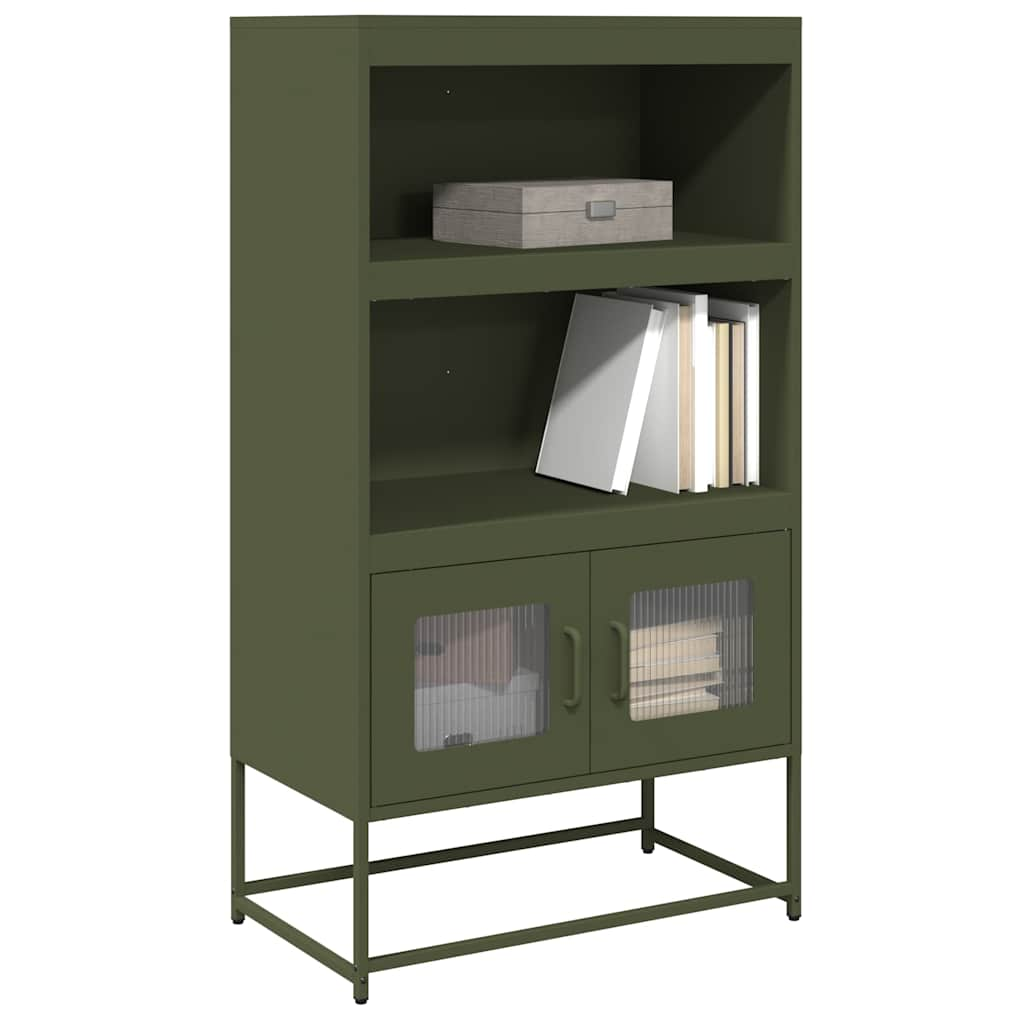 Buffet haut vert olive 68x39x123 cm acier