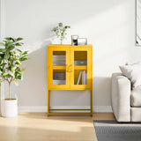 Mustard yellow high sideboard 68x39x107 cm steel