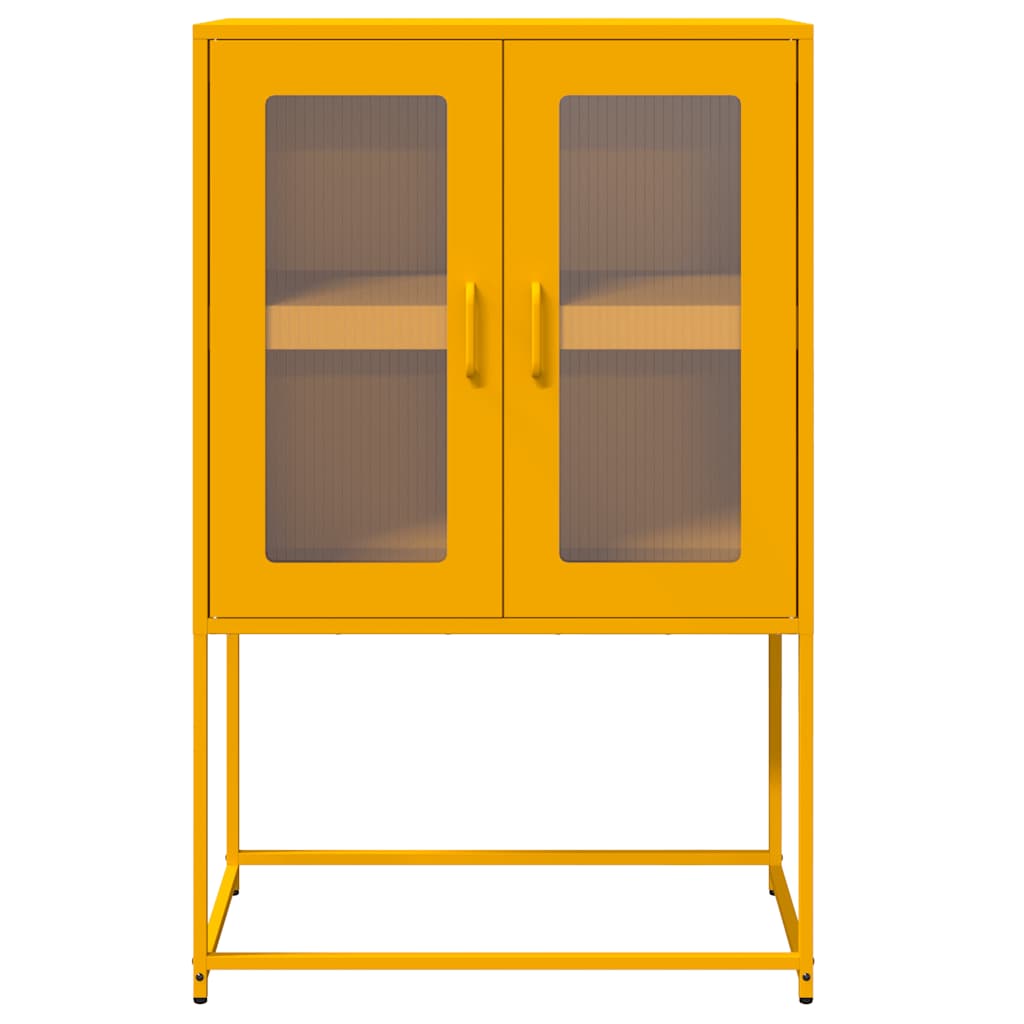 Mustard yellow high sideboard 68x39x107 cm steel