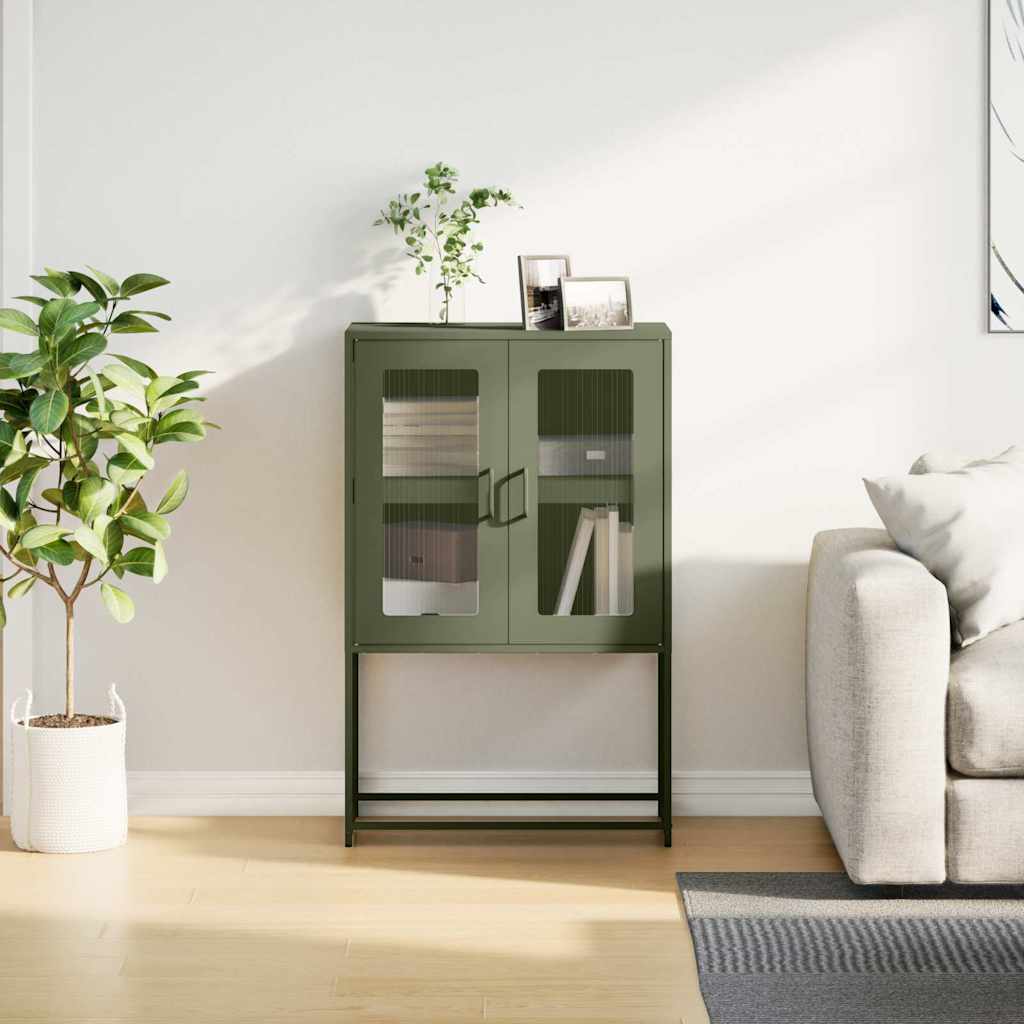 Buffet haut vert olive 68x39x107 cm acier