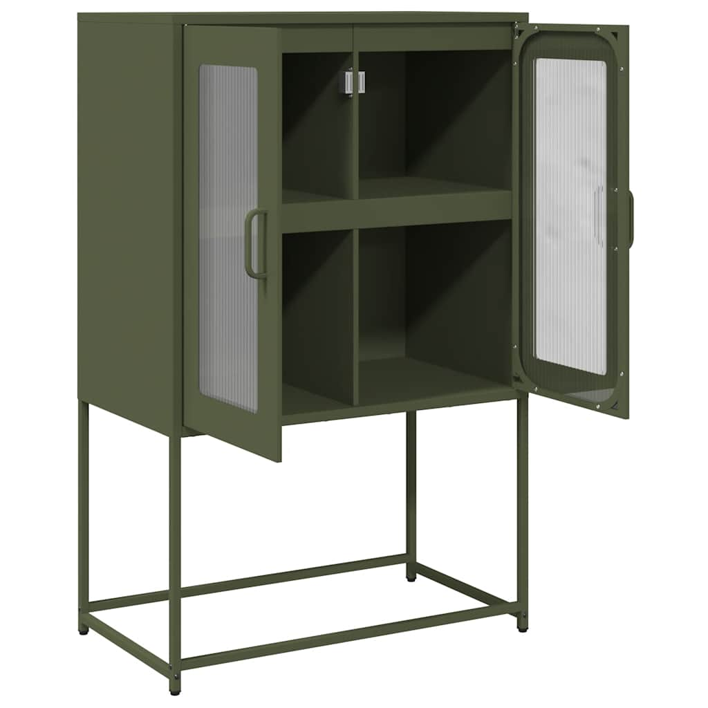 Buffet haut vert olive 68x39x107 cm acier