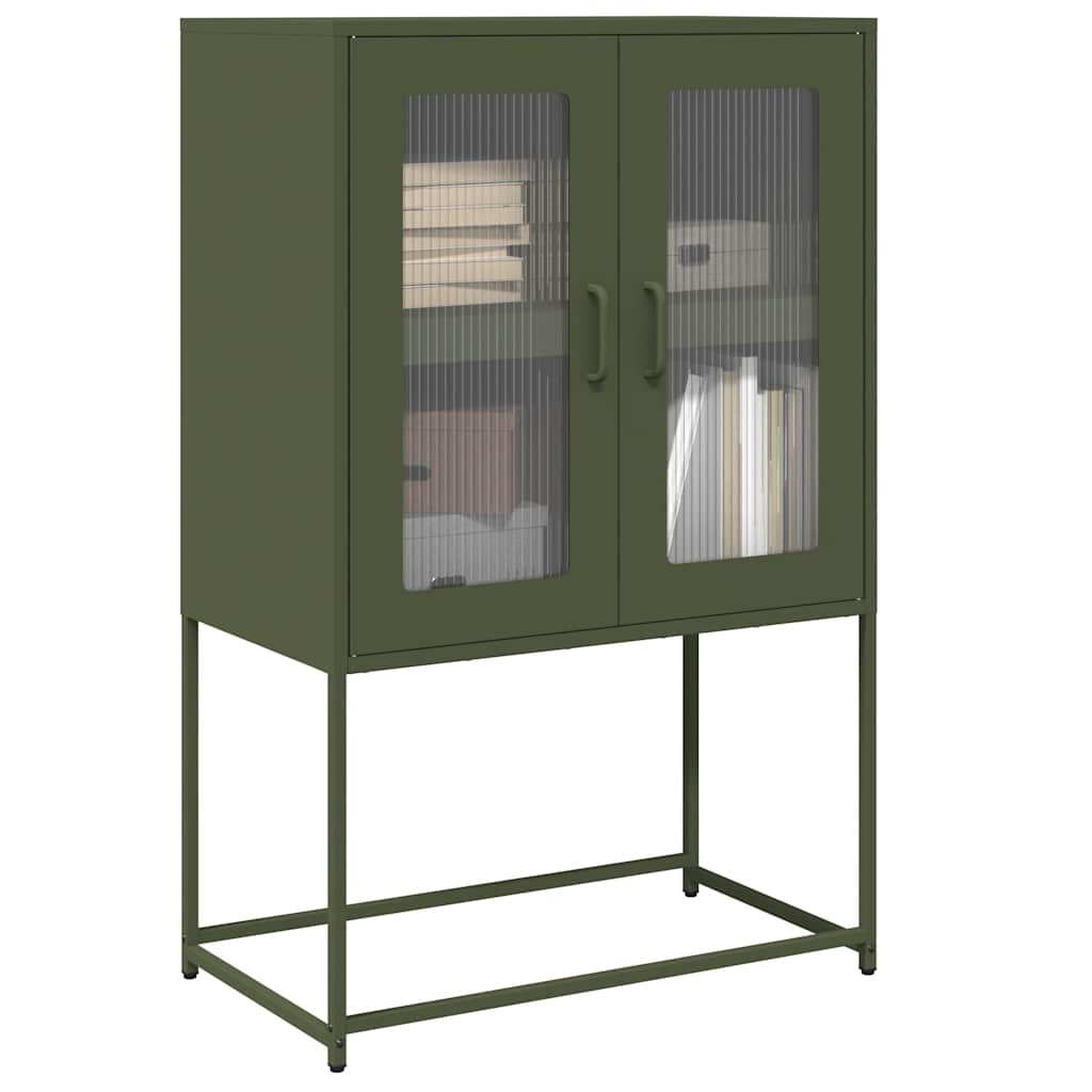 Buffet haut vert olive 68x39x107 cm acier