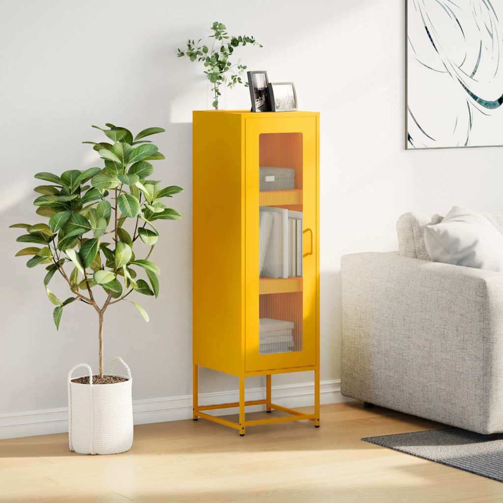 Mustard yellow high sideboard 36x39x123 cm cold rolled steel