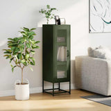 Olive green high sideboard 36x39x123 cm cold rolled steel