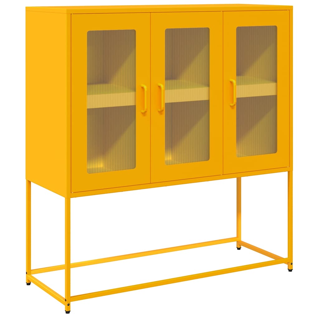 Buffet jaune moutarde 100,5x39x107 cm acier laminé à froid