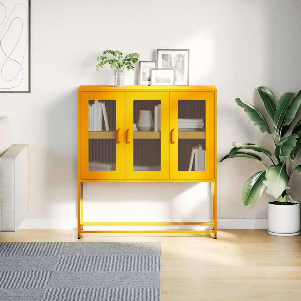 Buffet jaune moutarde 100,5x39x107 cm acier laminé à froid