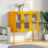 Buffet jaune moutarde 100,5x39x107 cm acier laminé à froid