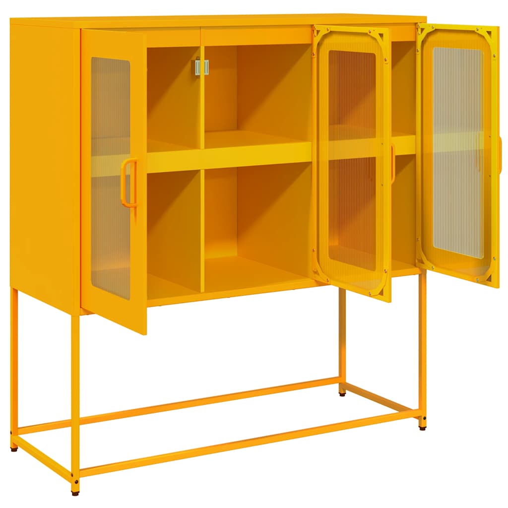 Buffet jaune moutarde 100,5x39x107 cm acier laminé à froid