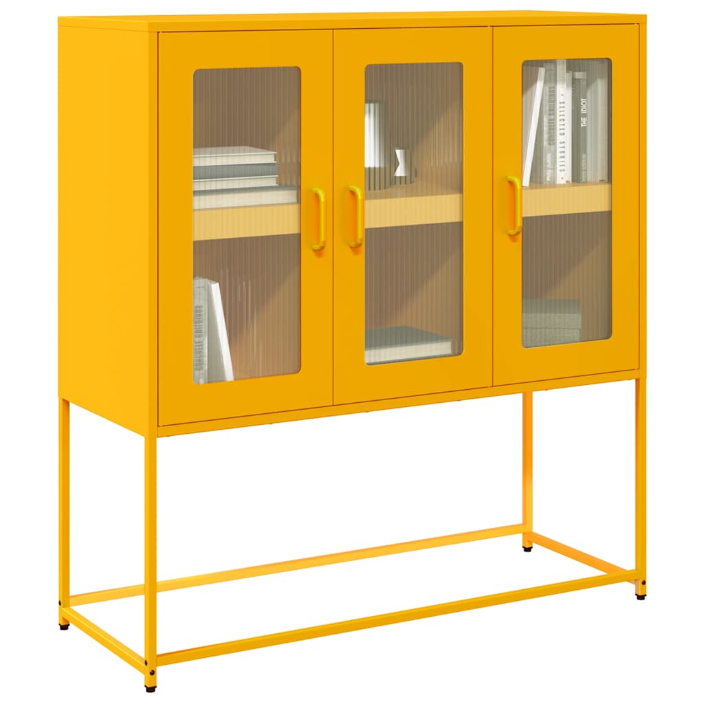 Buffet jaune moutarde 100,5x39x107 cm acier laminé à froid