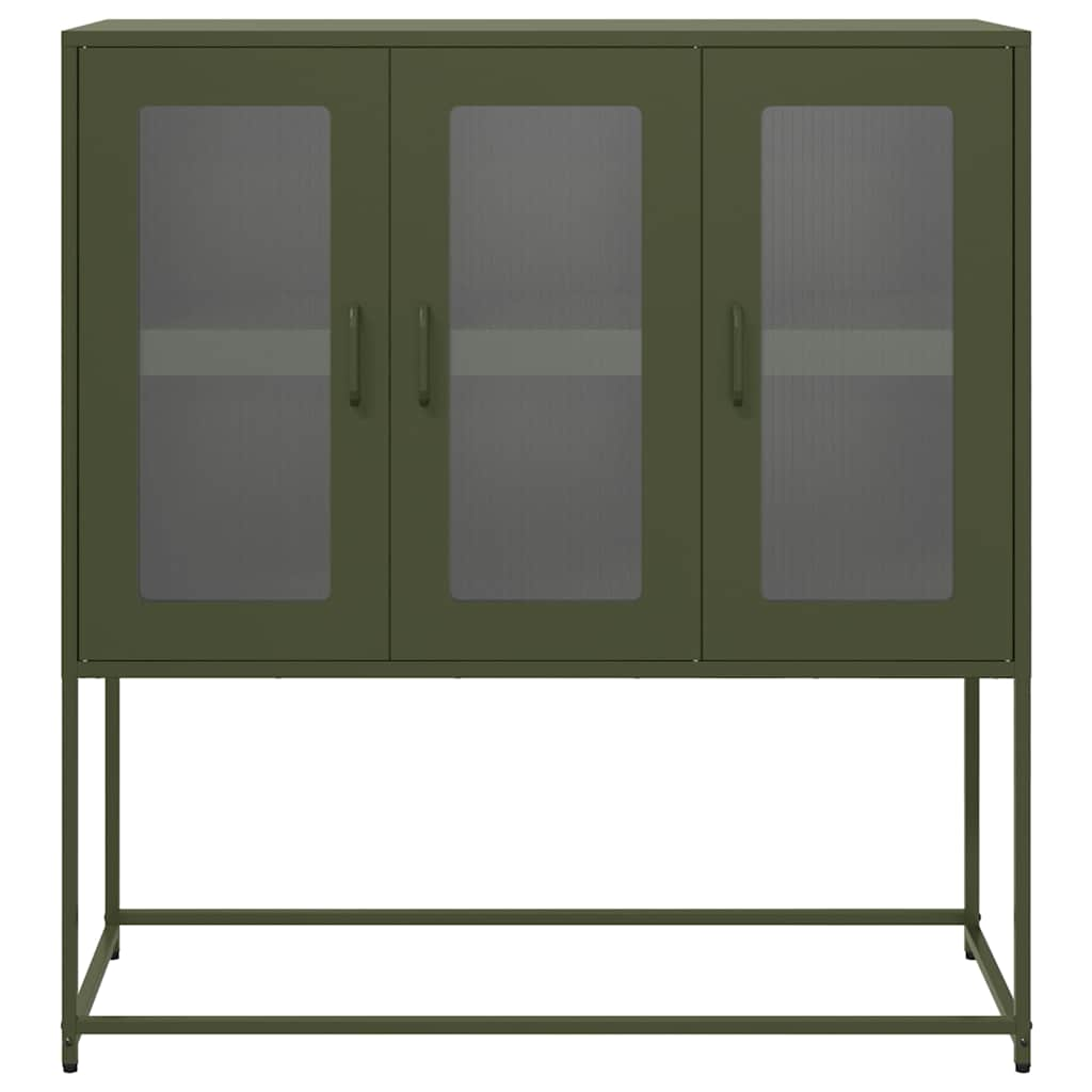 Buffet vert olive 100,5x39x107 cm acier laminé à froid