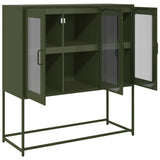 Buffet vert olive 100,5x39x107 cm acier laminé à froid