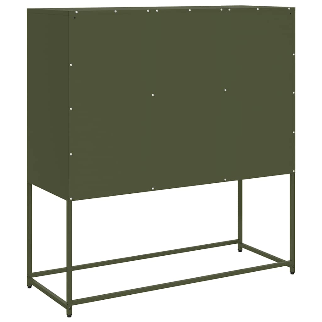 Buffet vert olive 100,5x39x107 cm acier laminé à froid