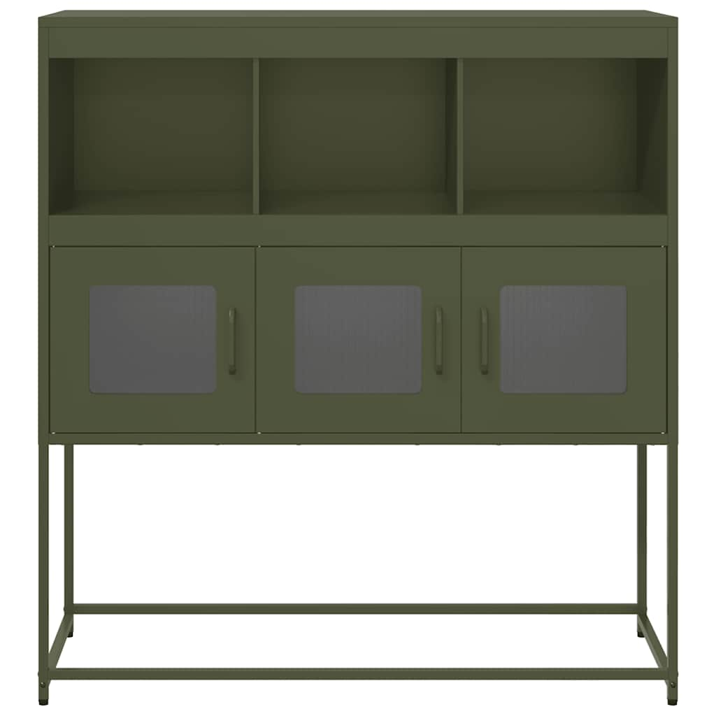 Buffet vert olive 100,5x39x107 cm acier laminé à froid