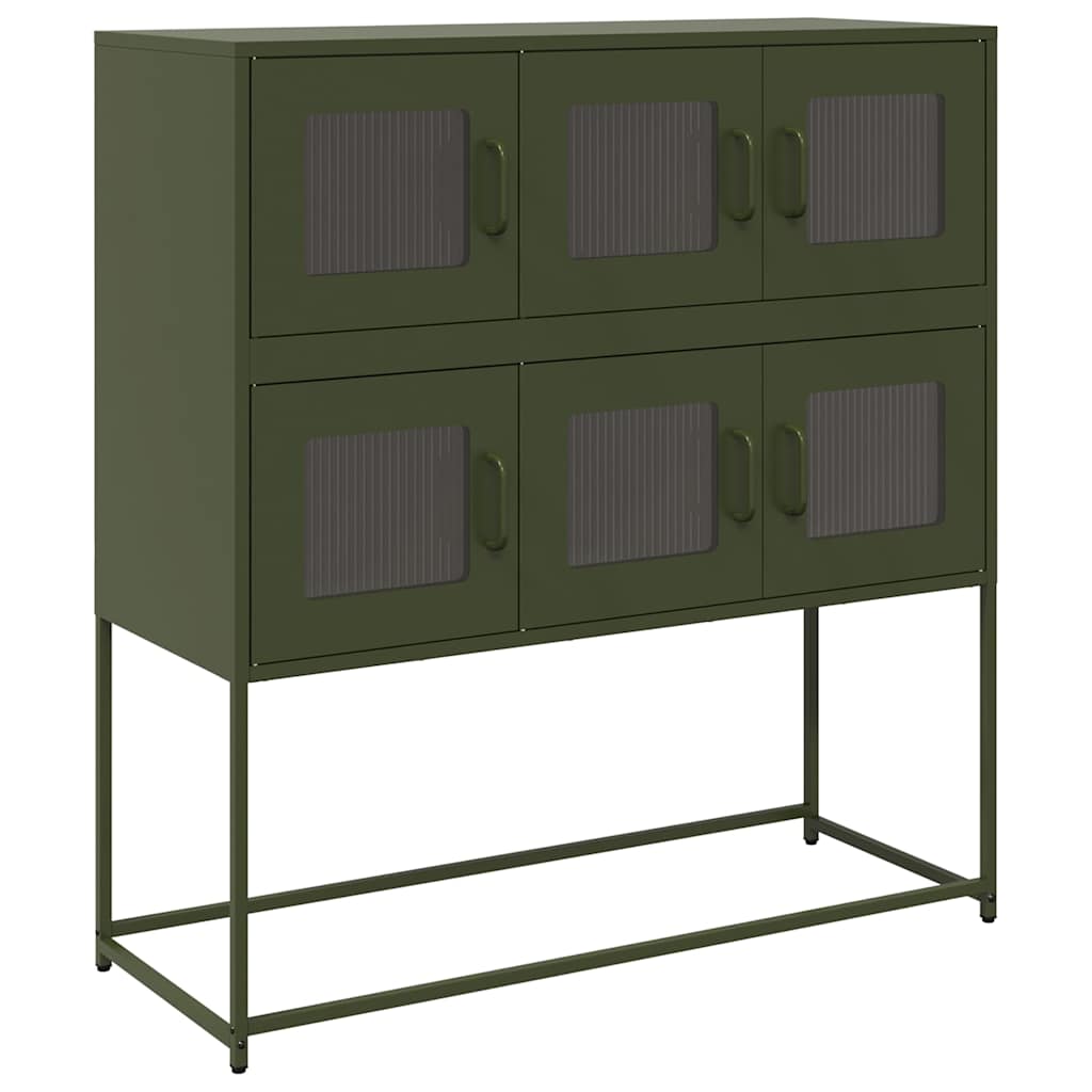 Buffet vert olive 100,5x39x107 cm acier laminé à froid