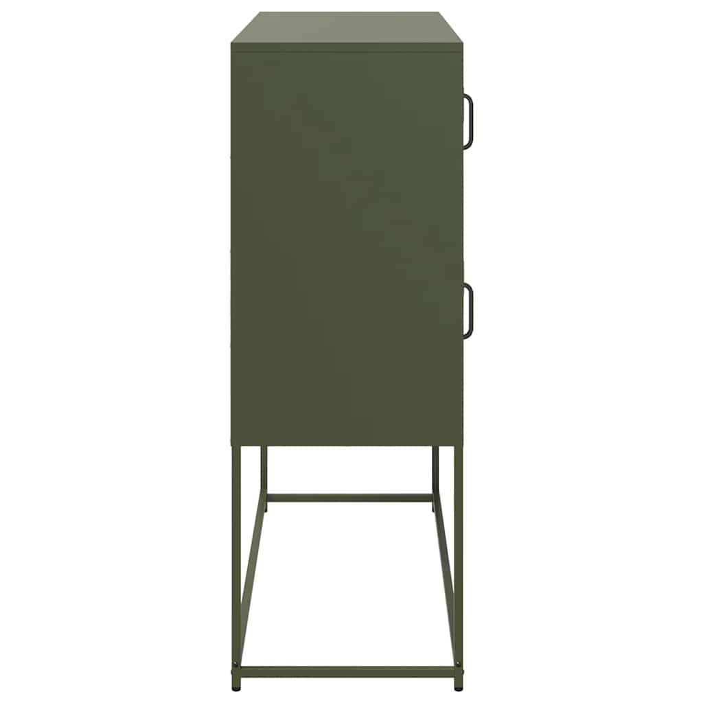 Buffet vert olive 100,5x39x107 cm acier laminé à froid