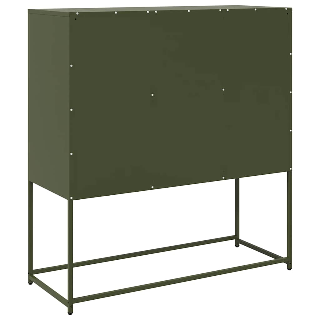 Buffet vert olive 100,5x39x107 cm acier laminé à froid