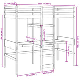 Lit mezzanine avec bureau et étagères blanc 90x200cm pin massif