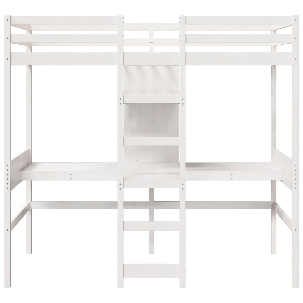 Cadre de lit superposé sans matelas blanc 90x190 cm pin massif