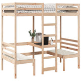 Loft bed with desk and chairs 80x200 cm solid pine