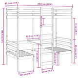 Lit mezzanine avec bureau et chaises 80x200 cm pin massif