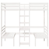 Lit mezzanine avec bureau et chaises blanc 90x190 cm pin massif