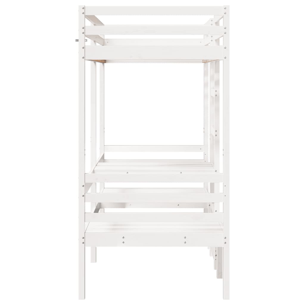 Lit mezzanine avec bureau et chaises blanc 90x190 cm pin massif