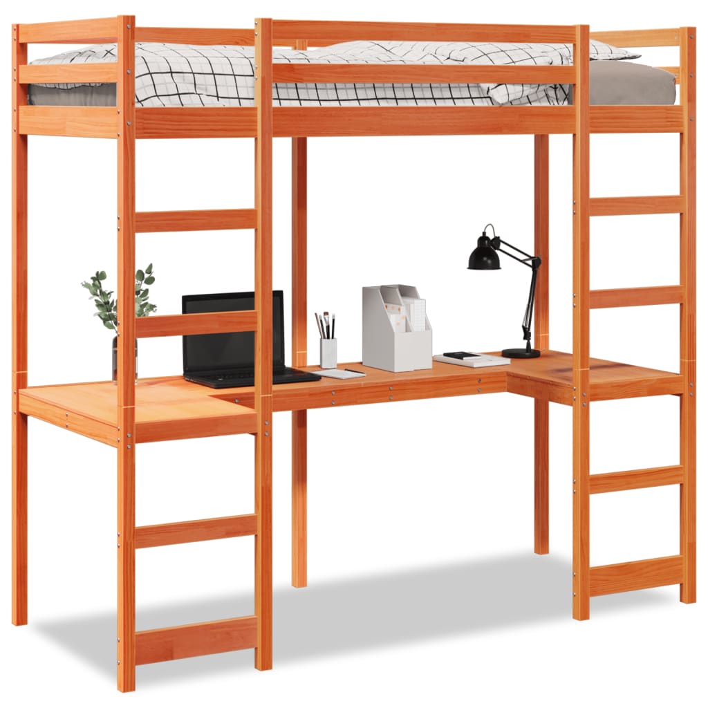 Bunk bed frame without mattress 90x200 cm solid pine wood