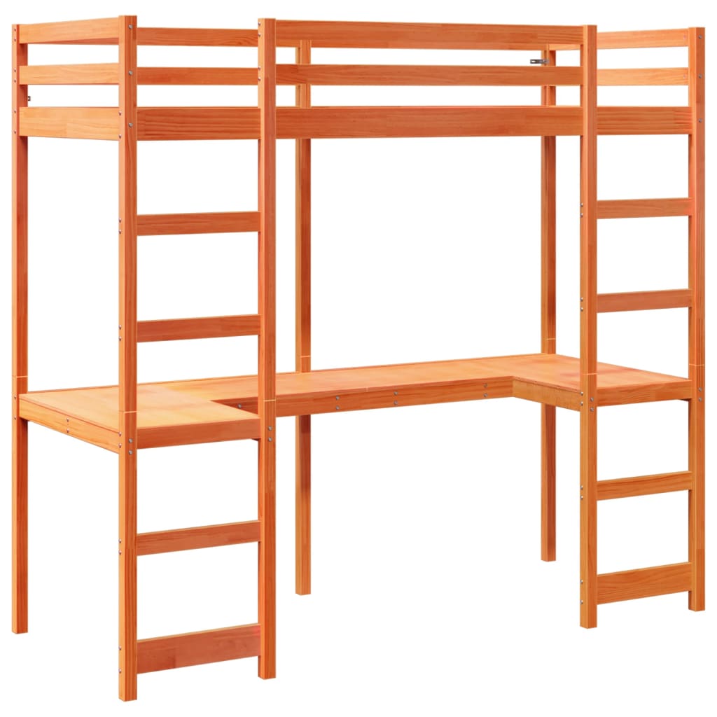 Cadre de lit superposé sans matelas 90x200 cm bois pin massif