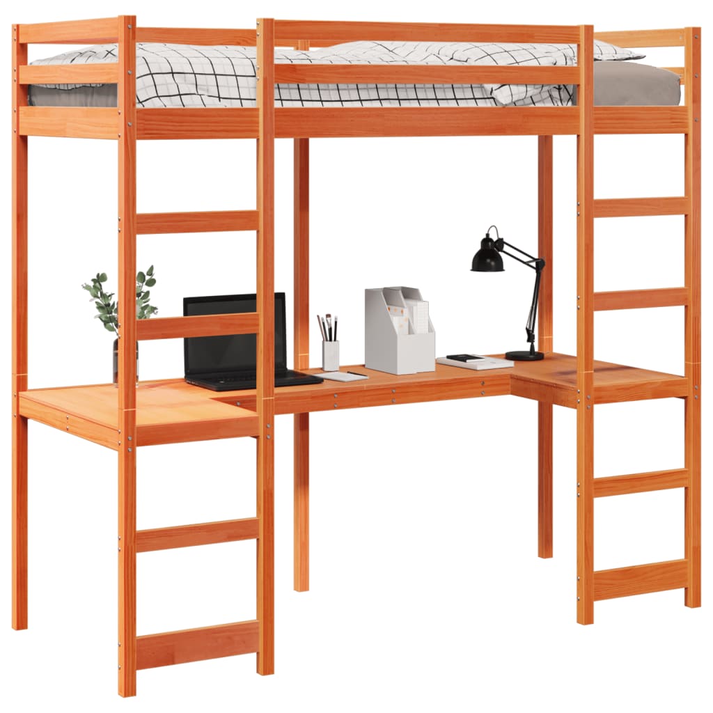 Cadre de lit superposé sans matelas 90x200 cm bois pin massif