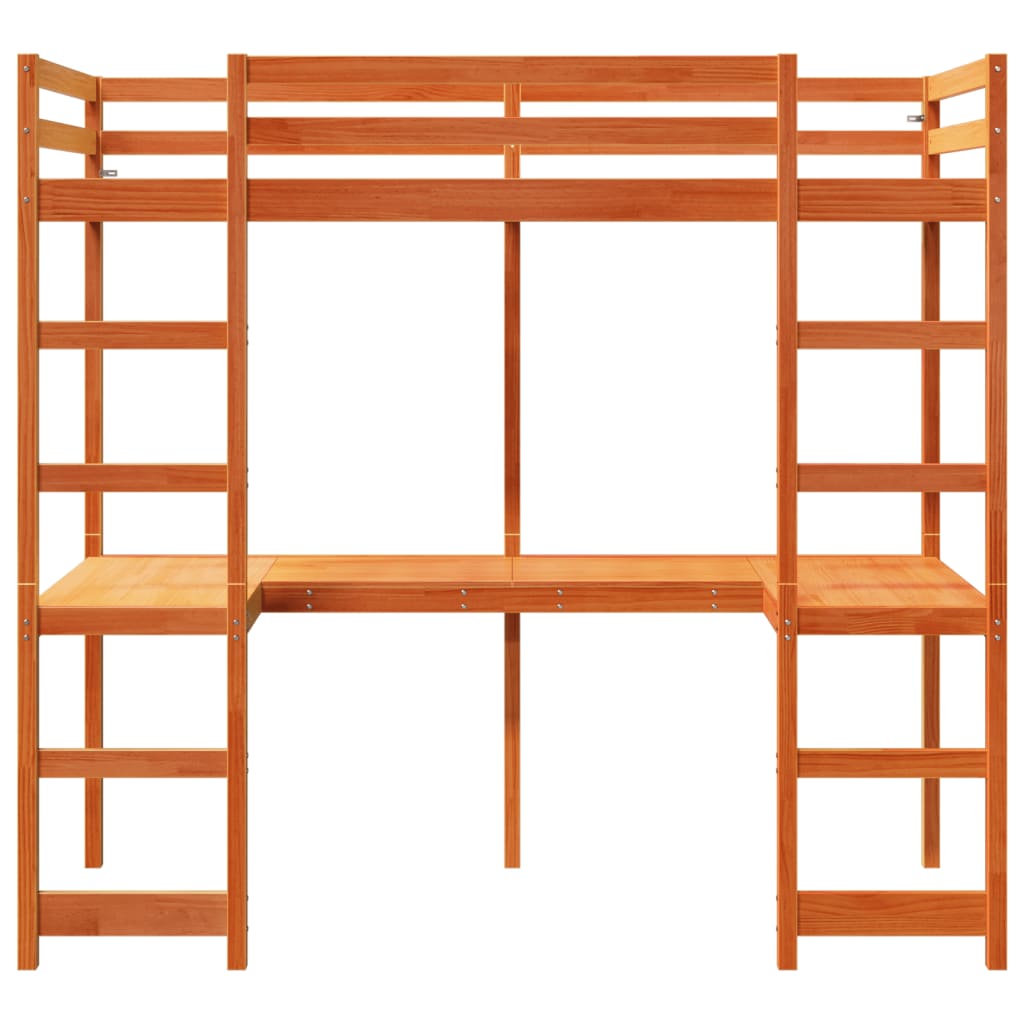 Bunk bed frame without mattress 90x200 cm solid pine wood